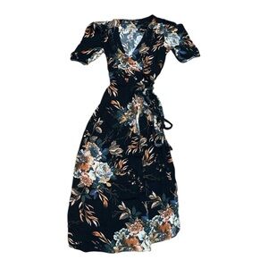 AFRM floral genuine wrap midi dress